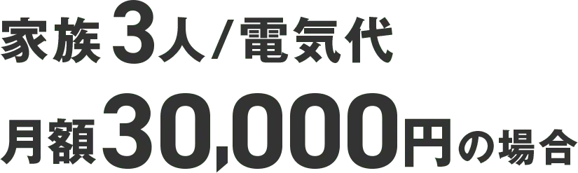 家族3人 電気代 月額30,000円の場合
