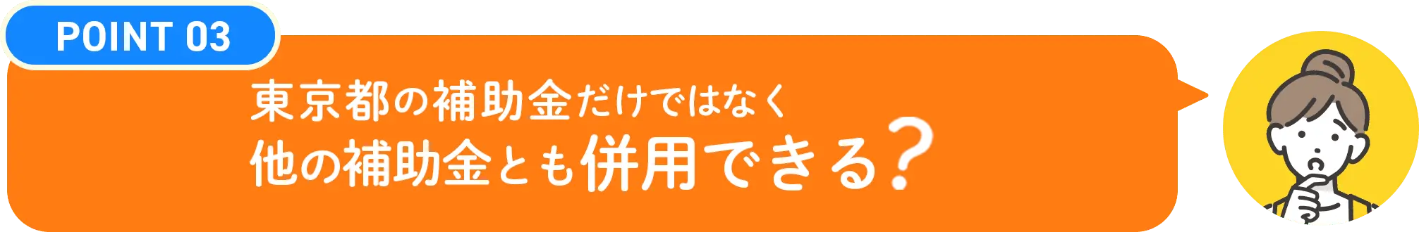 POINT03 東京都の補助金だけではなく他の補助金とも併用できる
